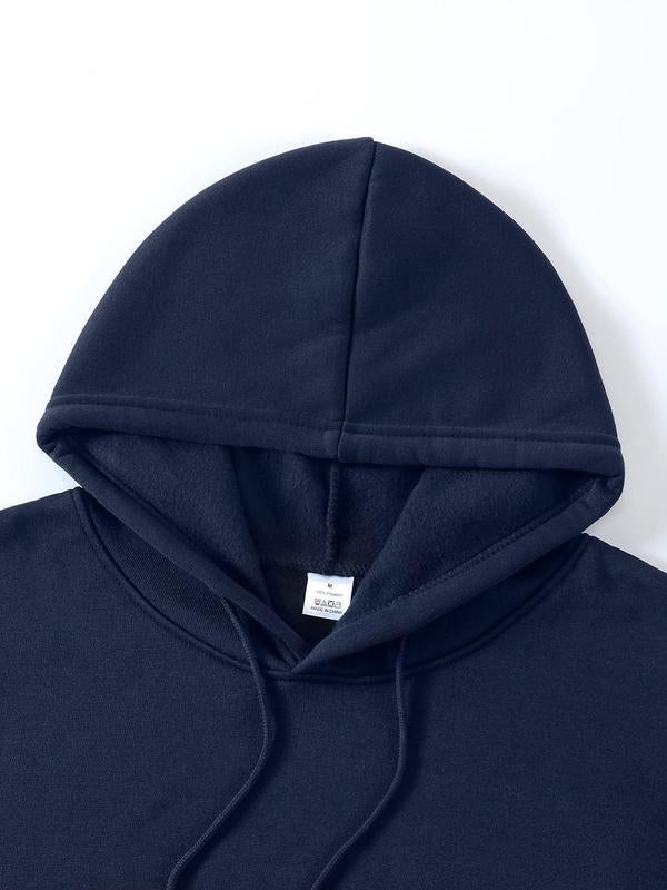 Letter Print Men's Drawstring Hoodie, Regular Fit Pocket Sweatshirt, 2000s Spring & Fall Men's Streetwear,... (Image 7)