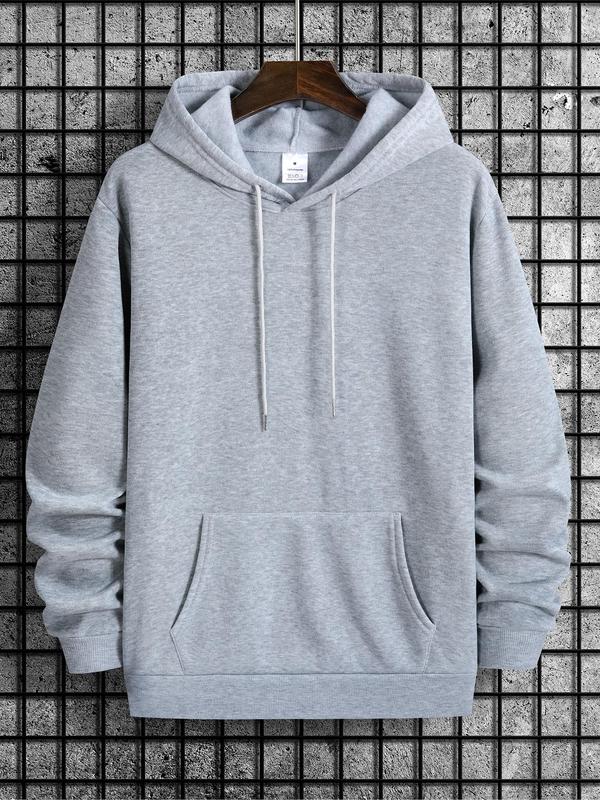 Letter Print Men's Essentials Hoodie with Drawstring Pockets, Casual Long Sleeve Sweatshirt, Drippy Outfit,... (Image 7)