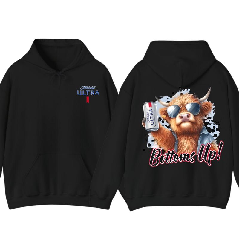 Michelob Ultra Bottoms Up Hoodie - Fun Bull Graphic with Beer Theme, Hoodie for Party Enthusiasts, Perfect for... (Image 8)