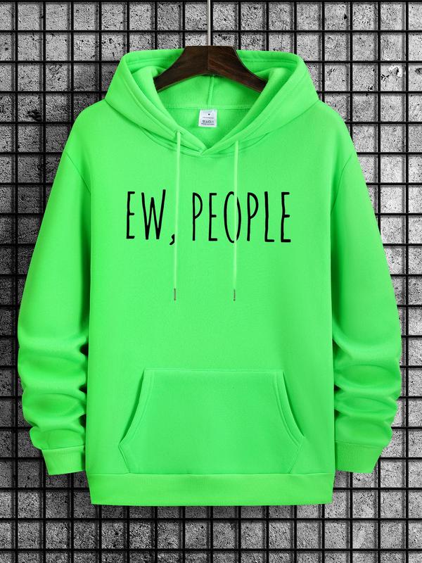 Men's Letter Print Drop Shoulder Hoodie, Casual Regular Fit Sweatshirt, Drawstring Pocket, Daily Holiday... (Image 2)