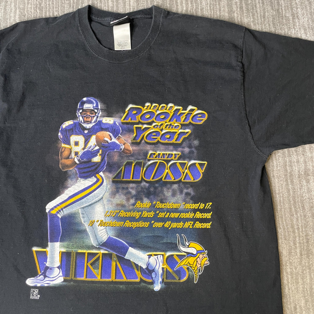 Vintage 1998 Pro Player Randy Moss Xl Minnesota Vikings Rookie Year Black Nfl Football (2)