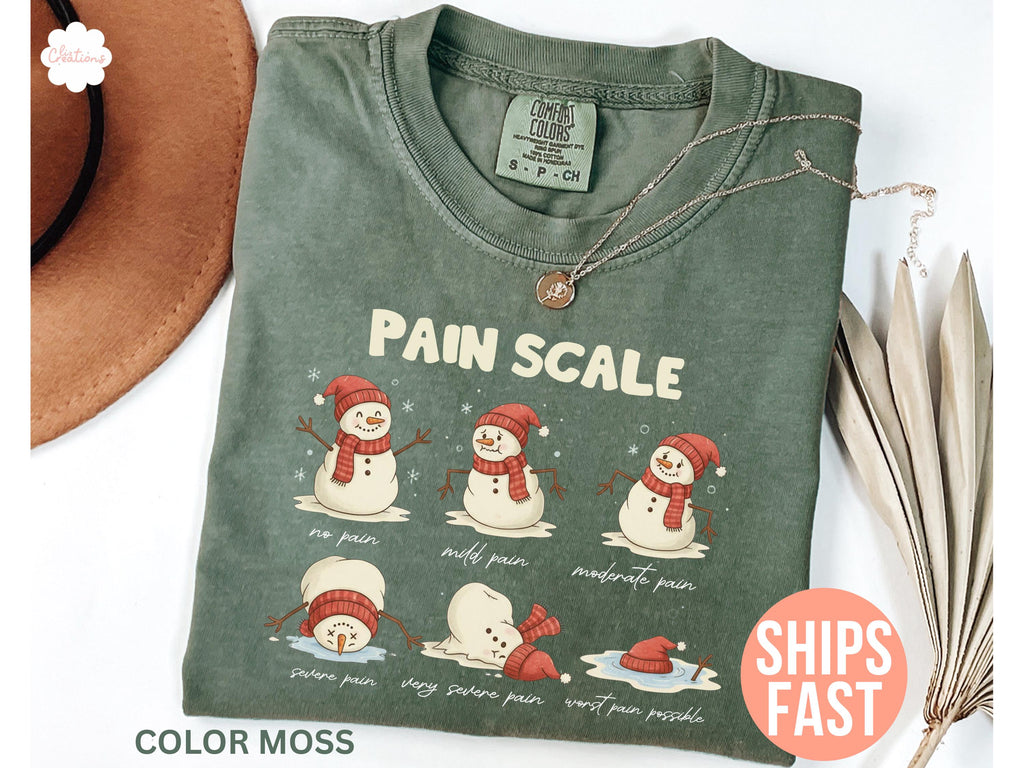 Comfort Colors Pain Scale Snowman Christmas Holiday Humor Xmas Nurse Christmas (2)
