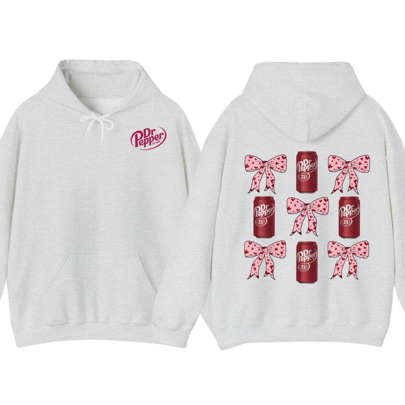 Dr Pepper Coquette Bow Pink  T-Shirt Hoodie, Full color, unisex Sweatshirt | PureTeeCo.com (Image 3)