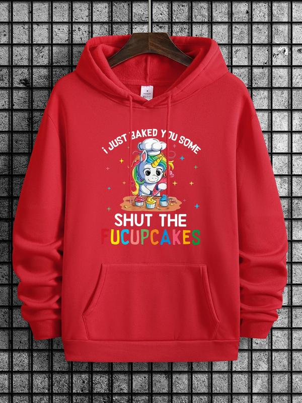 Men's Cartoon Print Drop Shoulder Hoodie, Fashion Drawstring Hooded Sweatshirt for Spring & Fall, Streetwear... (Image 4)