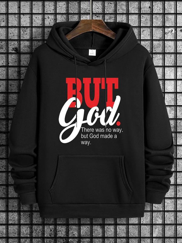 Unisex Men's Regular Fit Letter Print Hoodie Essentials for Spring & Fall, Drawstring Pocket Sweatshirt for... (Image 3)