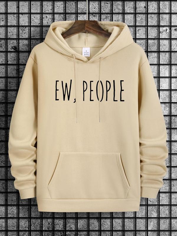 Men's Letter Print Drop Shoulder Hoodie, Casual Regular Fit Sweatshirt, Drawstring Pocket, Daily Holiday... (Image 3)
