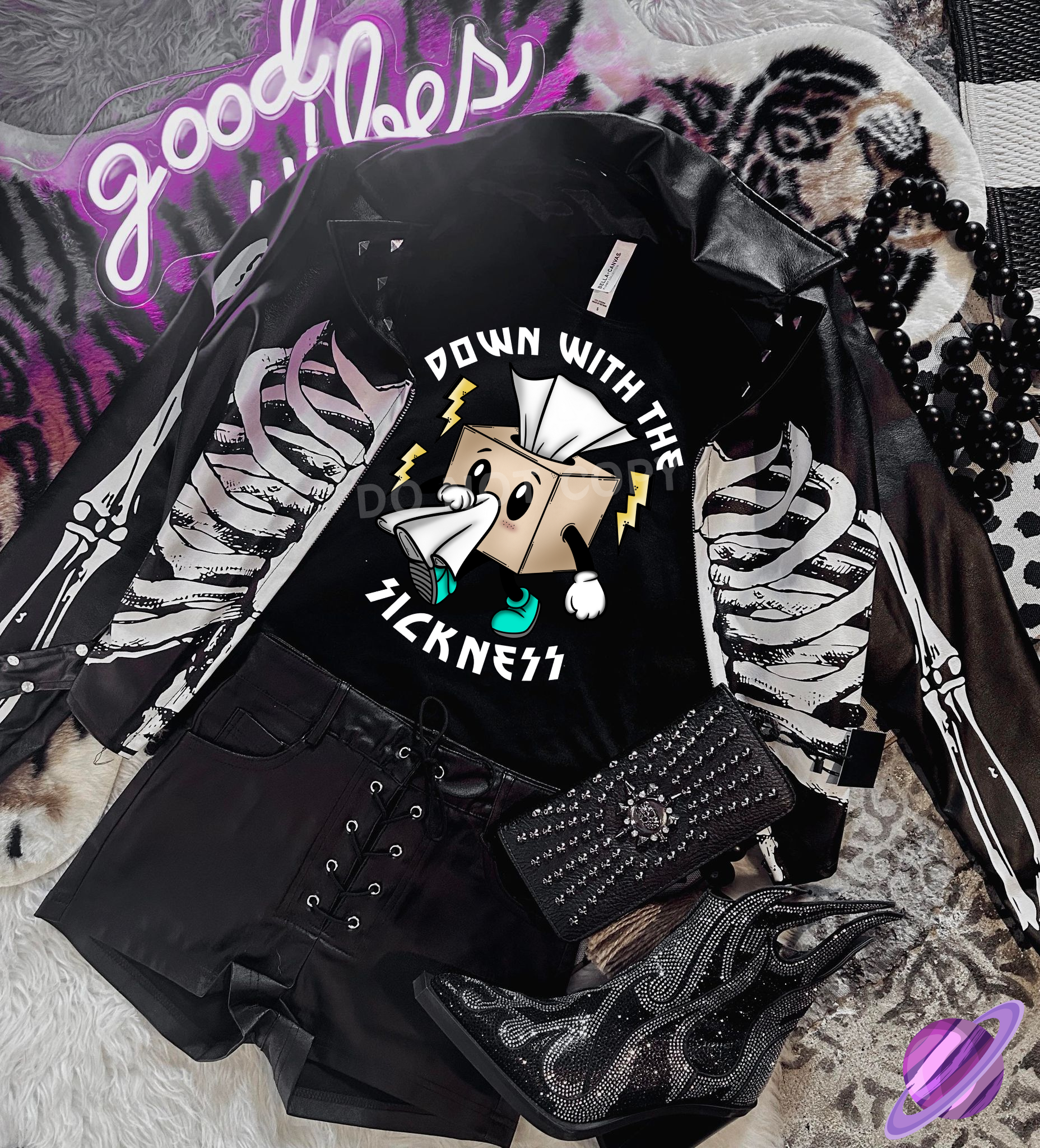 DOWN WITH THE SICKNESS TEE Hoodie, Sweatshirt | PureTeeCo.com (Image 1)