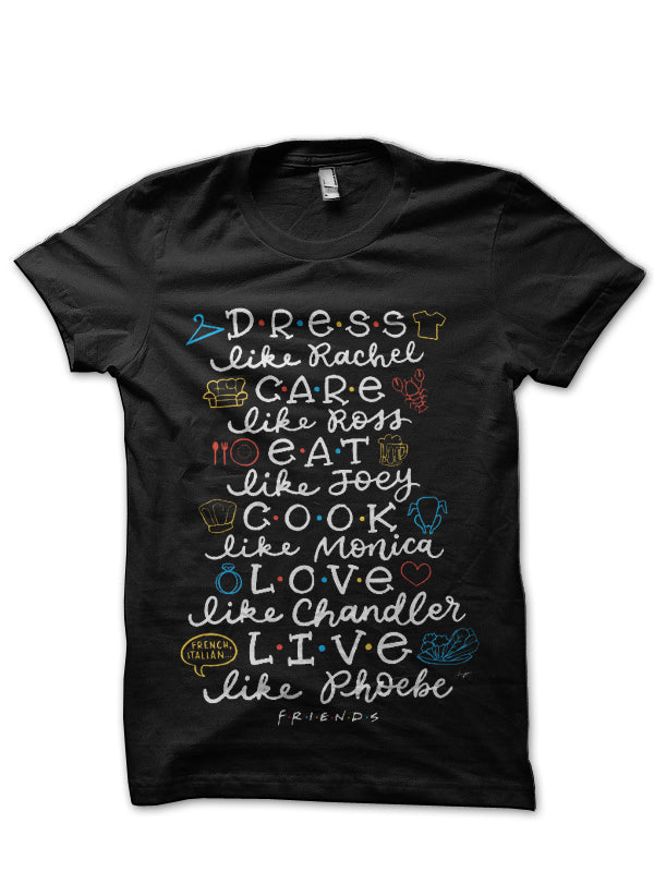 Popular Friends Characters Black T-Shirt Hoodie, Sweatshirt | PureTeeCo.com