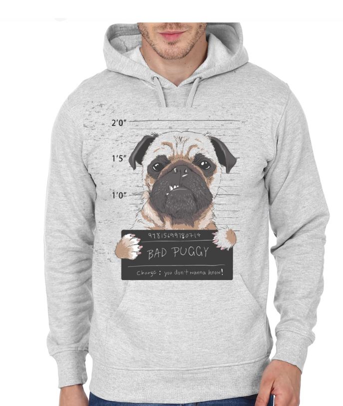 Bad Puggy Grey Hoodie T-Shirts, Sweatshirt | PureTeeCo.com