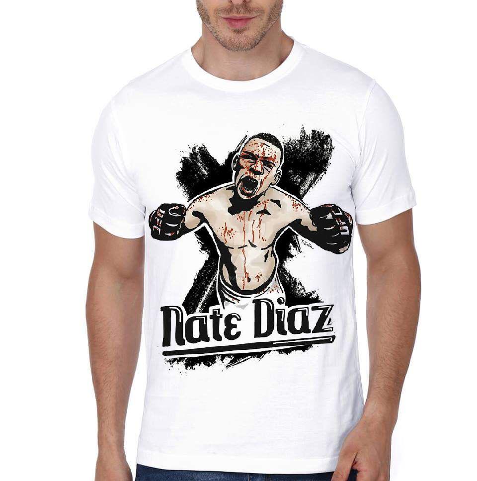 Nate Diaz White Half Sleeve T-Shirt Hoodie, Sweatshirt | PureTeeCo.com