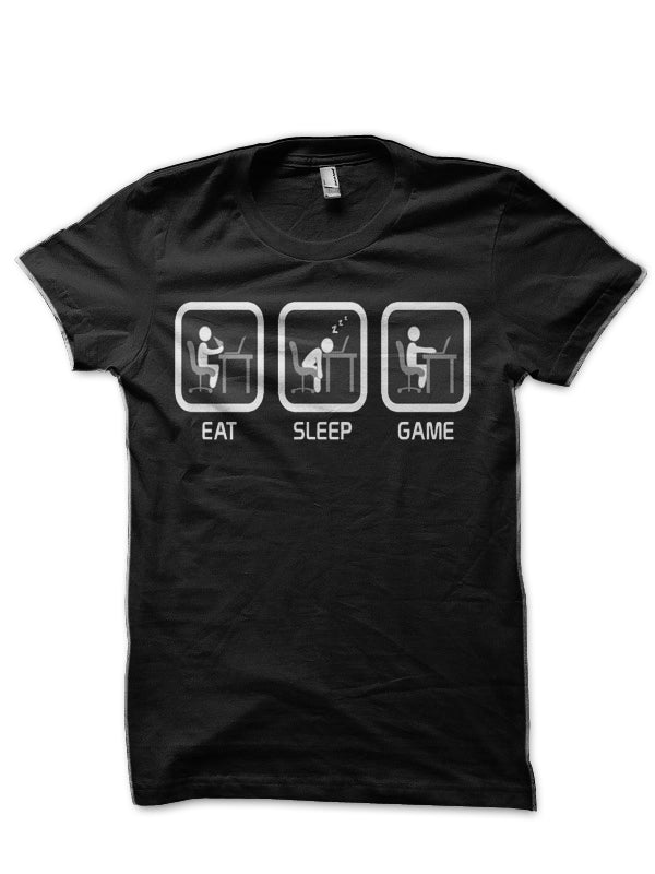 Eat, Sleep, Game Black T-Shirt Hoodie, Sweatshirt | PureTeeCo.com
