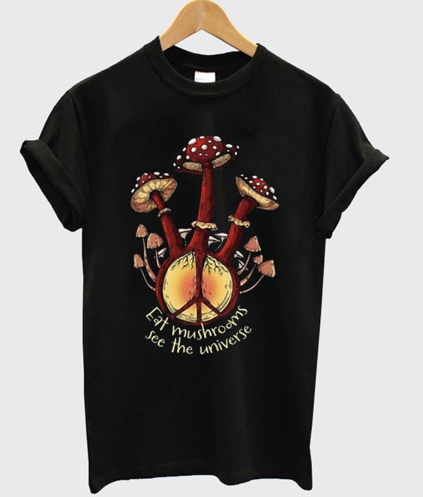 eat mushrooms see the universe t-shirt Hoodie, Sweatshirt | PureTeeCo.com