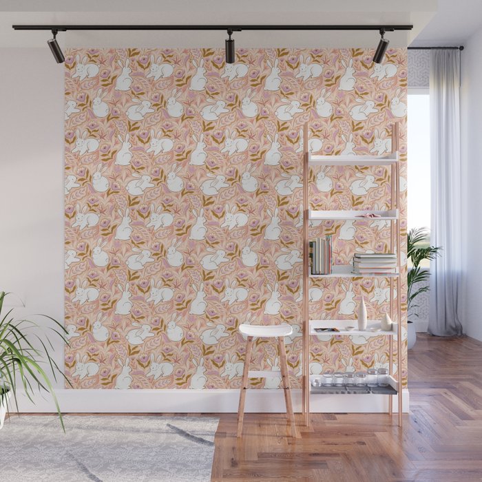 Funny bunny print Wall Mural Gallery Image 1