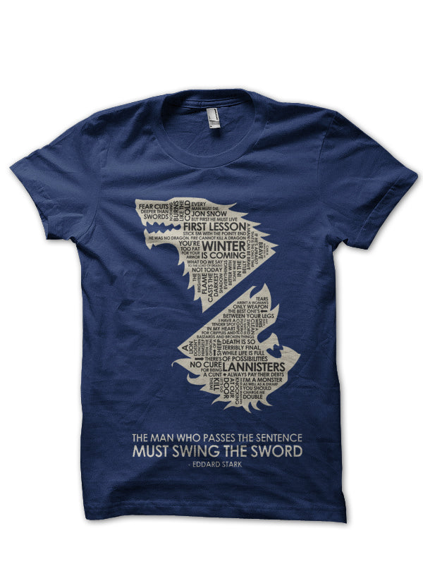 Eddard Stark Navy Blue Tee Hoodie, Sweatshirt | PureTeeCo.com
