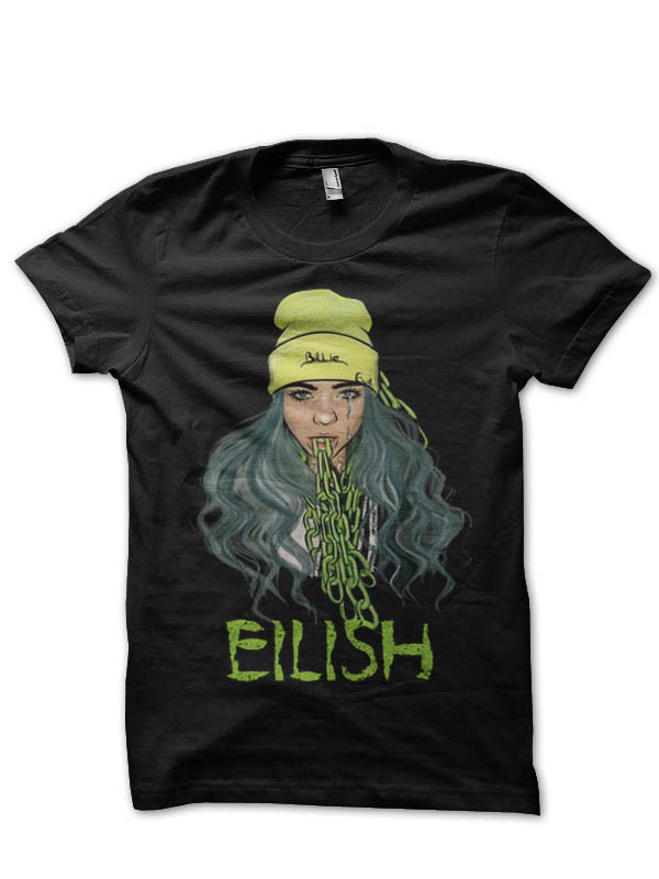 Billie Eilish Half Sleeve Black T-Shirt Style002 Hoodie, Sweatshirt | PureTeeCo.com