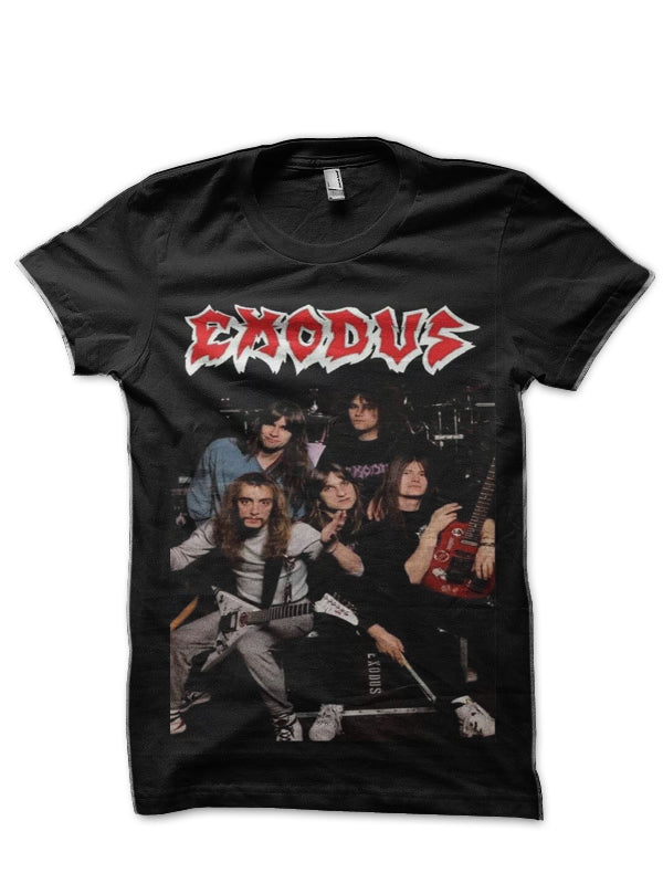Exodus Half Sleeve Black T-Shirt Hoodie, Sweatshirt | PureTeeCo.com