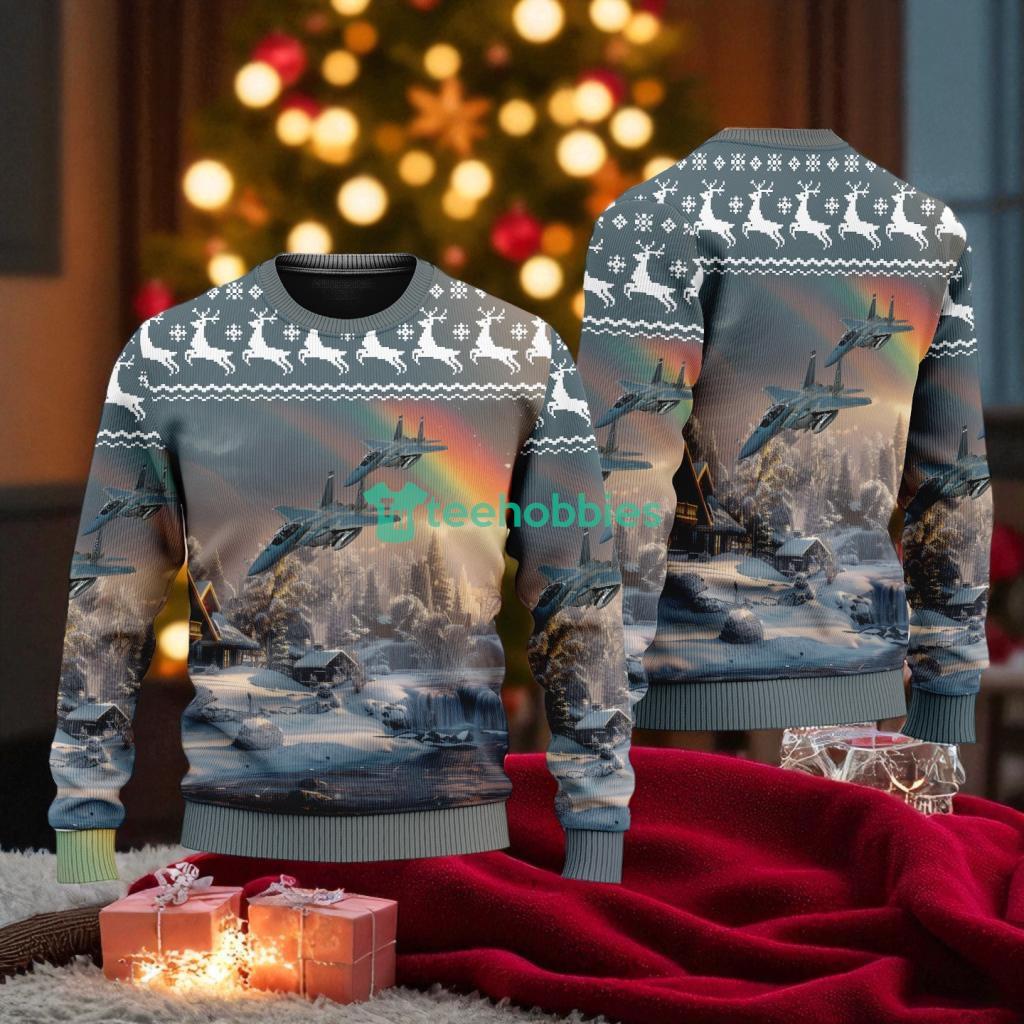 F-15ex Eagle Ii American Airlines Christmas House Under The Rainbow Ugly Sweater For You
