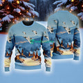 F-22 Raptor American Airlines In The Snowy Christmas Sky Ugly Sweater Best Gift
