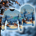 Fa-18 Hornet American Airlines In The Snowy Christmas Sky Ugly Sweater Best Gift