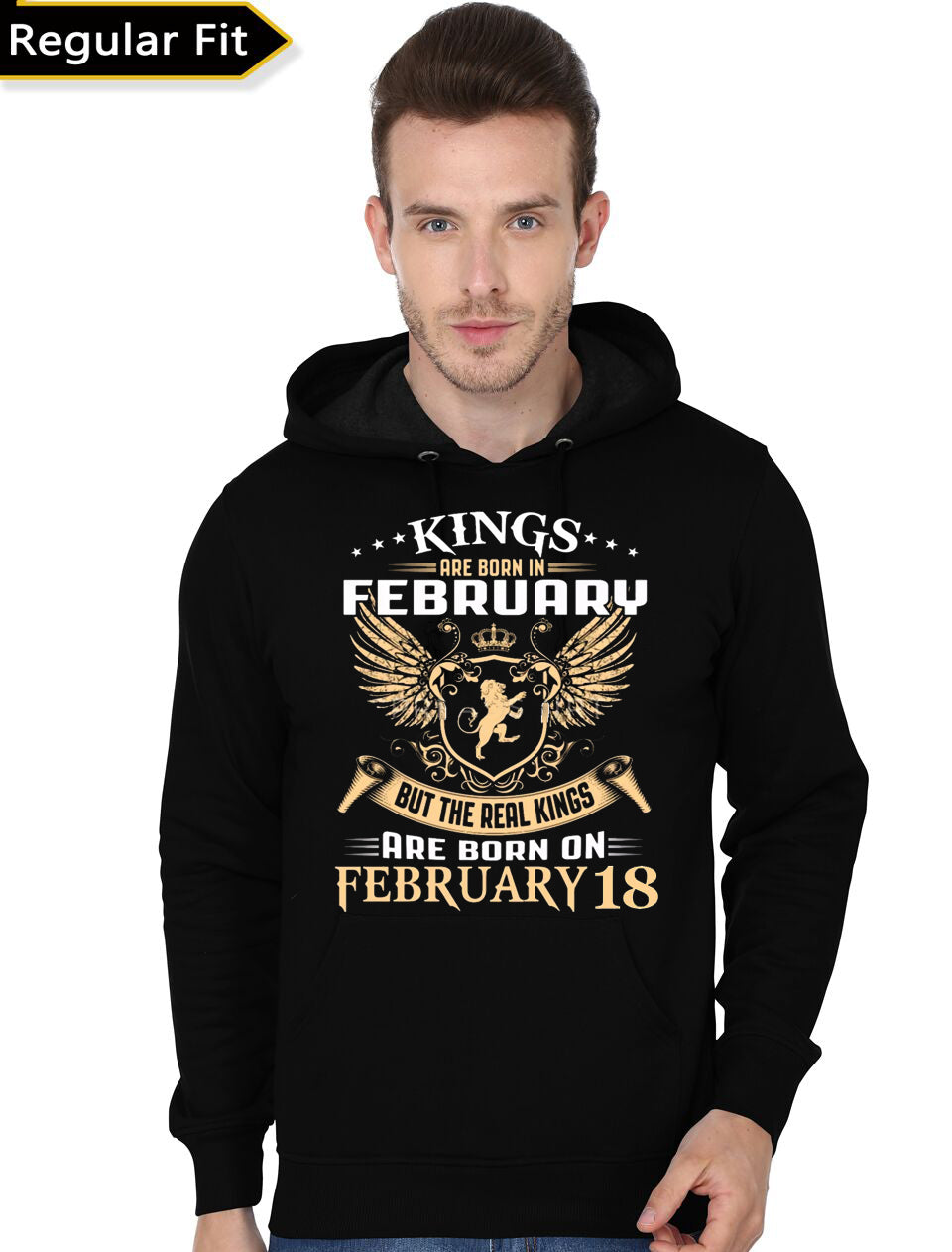 Real Kings Are born In February 18 Black Hoodie T-Shirts, Sweatshirt | PureTeeCo.com