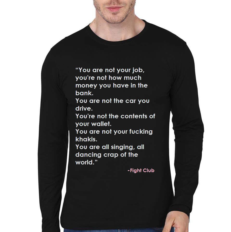 Fight Club Black Full Sleeve T-Shirt Hoodie, Sweatshirt | PureTeeCo.com