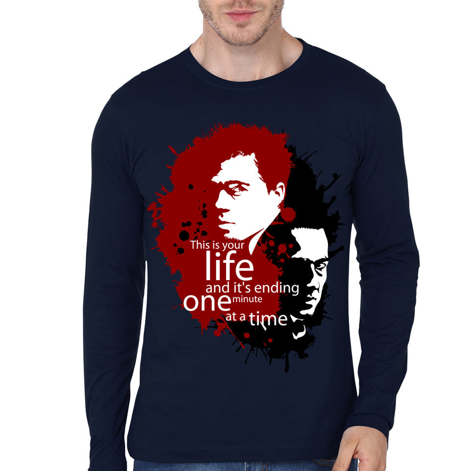 Fight Club Navy Blue Full Sleeve Tee Style001 Hoodie, Sweatshirt | PureTeeCo.com