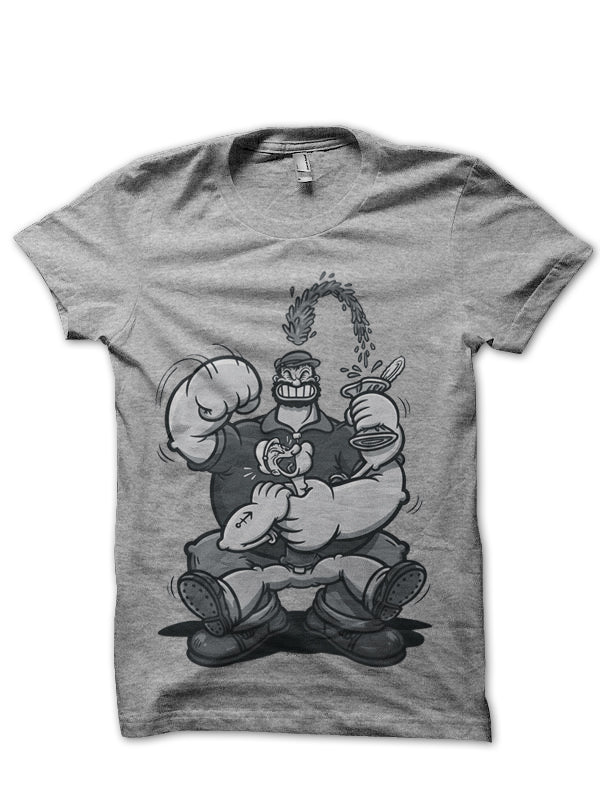 Fighting Popeye Grey Tee (White Available) Hoodie, Sweatshirt | PureTeeCo.com