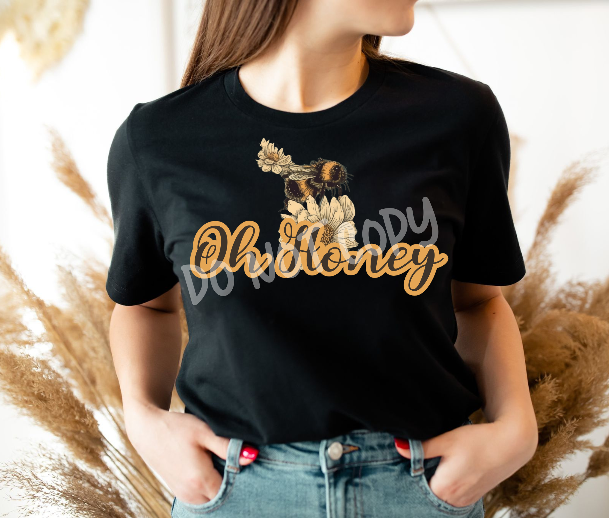 OH HONEY - FLORAL BEES - UNISEX TEE ADULTS/KIDS Hoodie, Sweatshirt | PureTeeCo.com (Image 1)