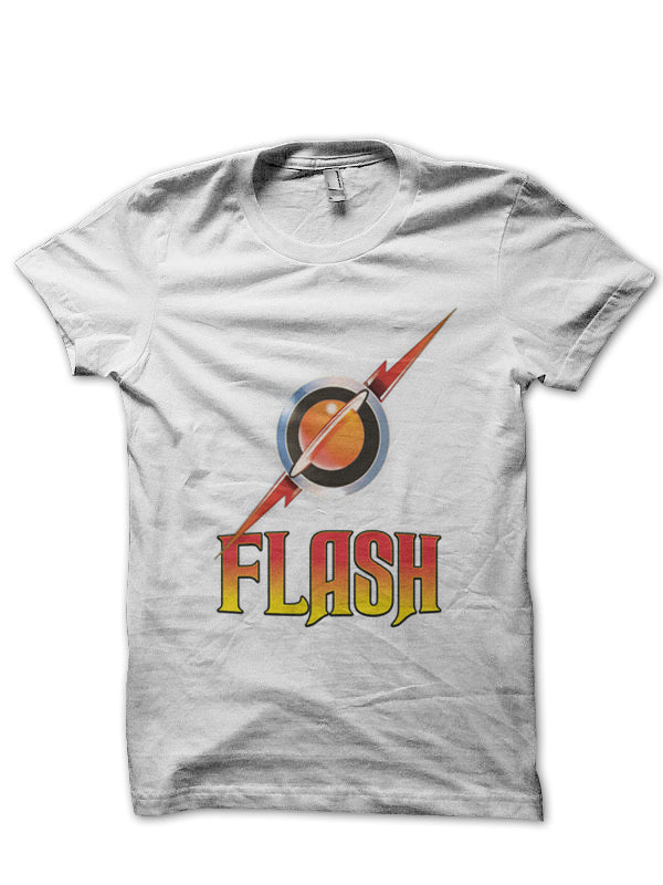Flash Half Sleeve White T-Shirt Hoodie, Sweatshirt | PureTeeCo.com