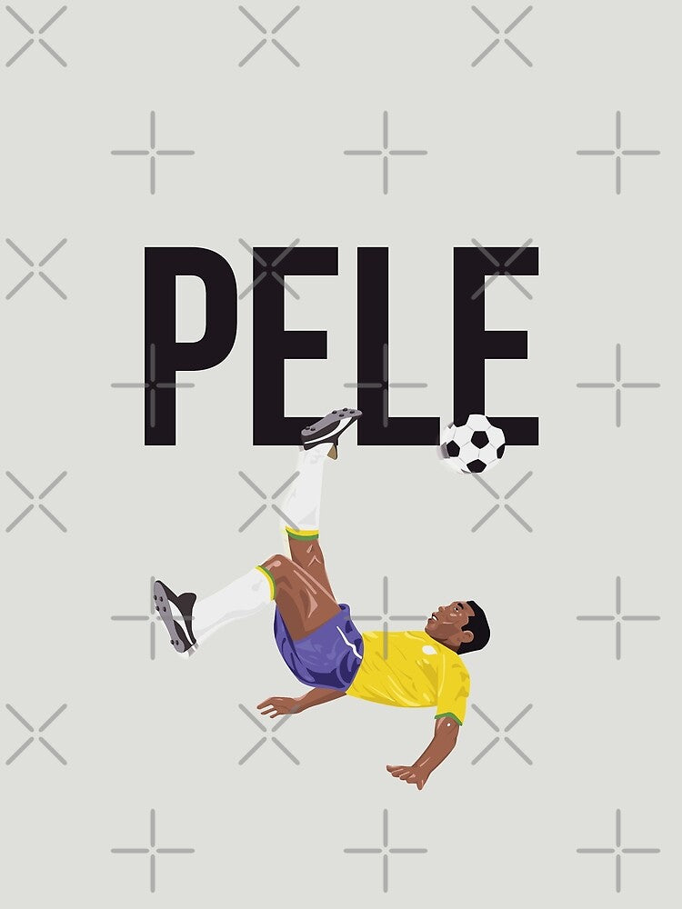 Bicycle Kick - Pele - SOCCER FOOTBALL - BRAZIL - BLACK TEXT by AMGraphicStudio