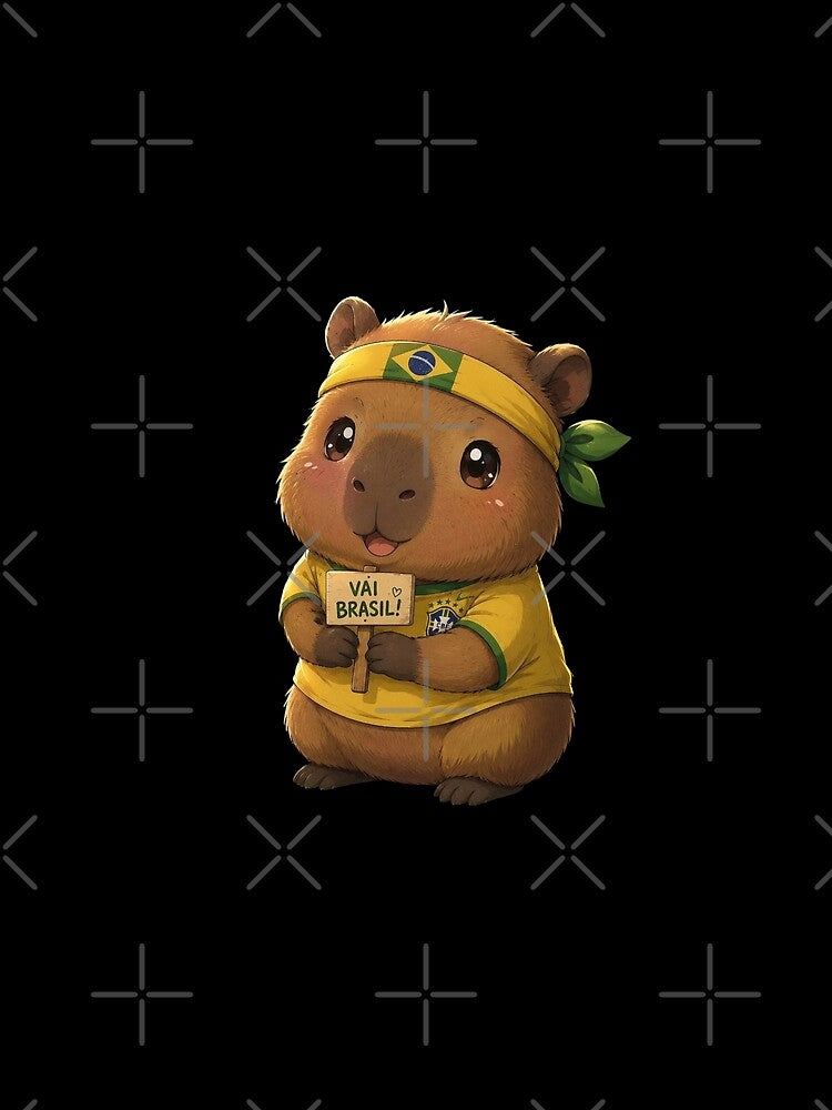 Cute Brazilian Capybara Football Fan - Vai Brasil! by RandomCapyshop