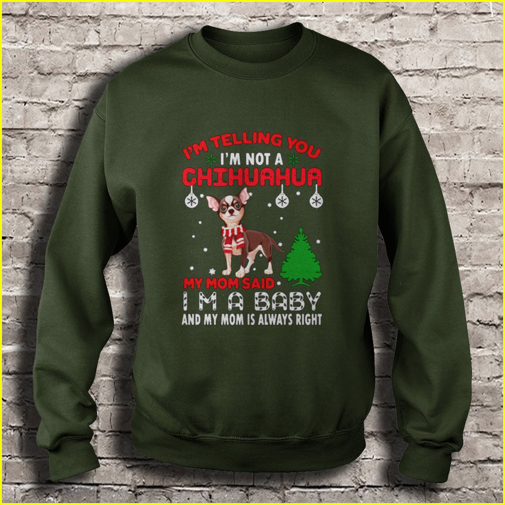 I’m telling you I’m not a Chihuahua My Mom said I am a Baby Ugly Christmas Sweater