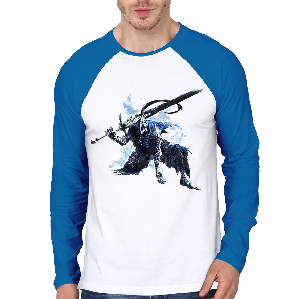 Assassins Creed White & Royal Blue Raglan Tee Hoodie, Sweatshirt | PureTeeCo.com