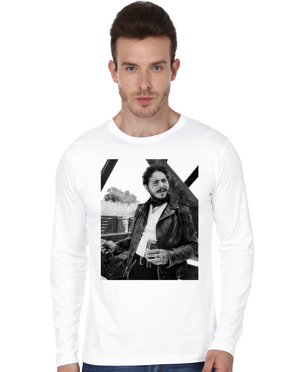 Post Malone White Full Sleeve T-Shirt Hoodie, Sweatshirt | PureTeeCo.com