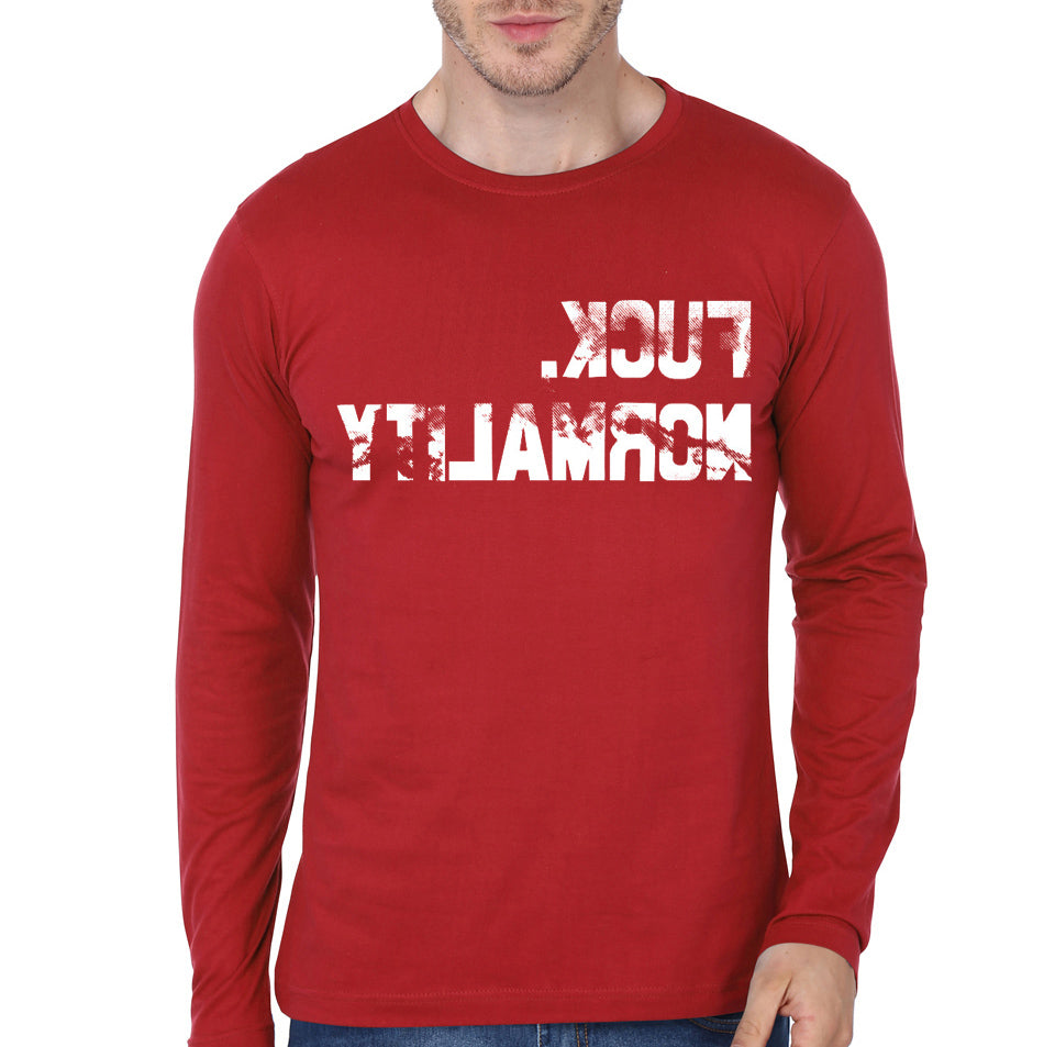 Fuck Normality Red Full Sleeve Tee Hoodie, Sweatshirt | PureTeeCo.com