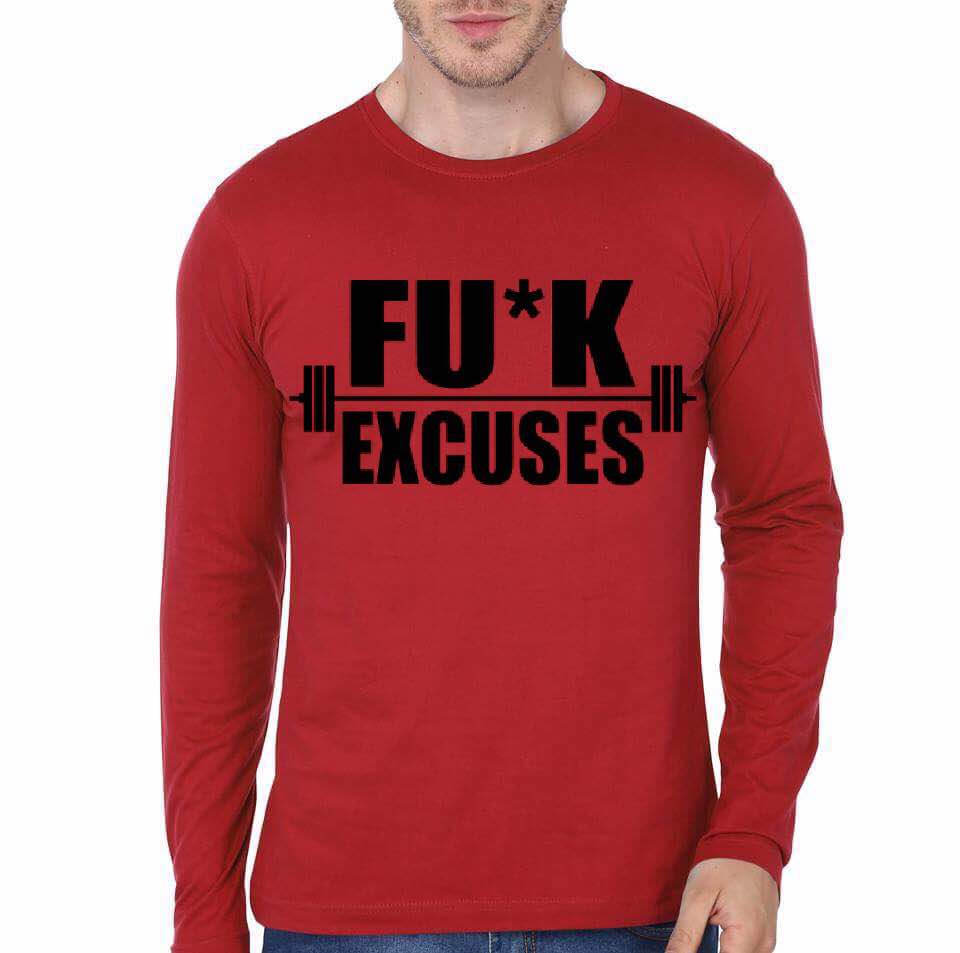 Fuck Exuces Red Full Sleeve T-Shirt Hoodie, Sweatshirt | PureTeeCo.com