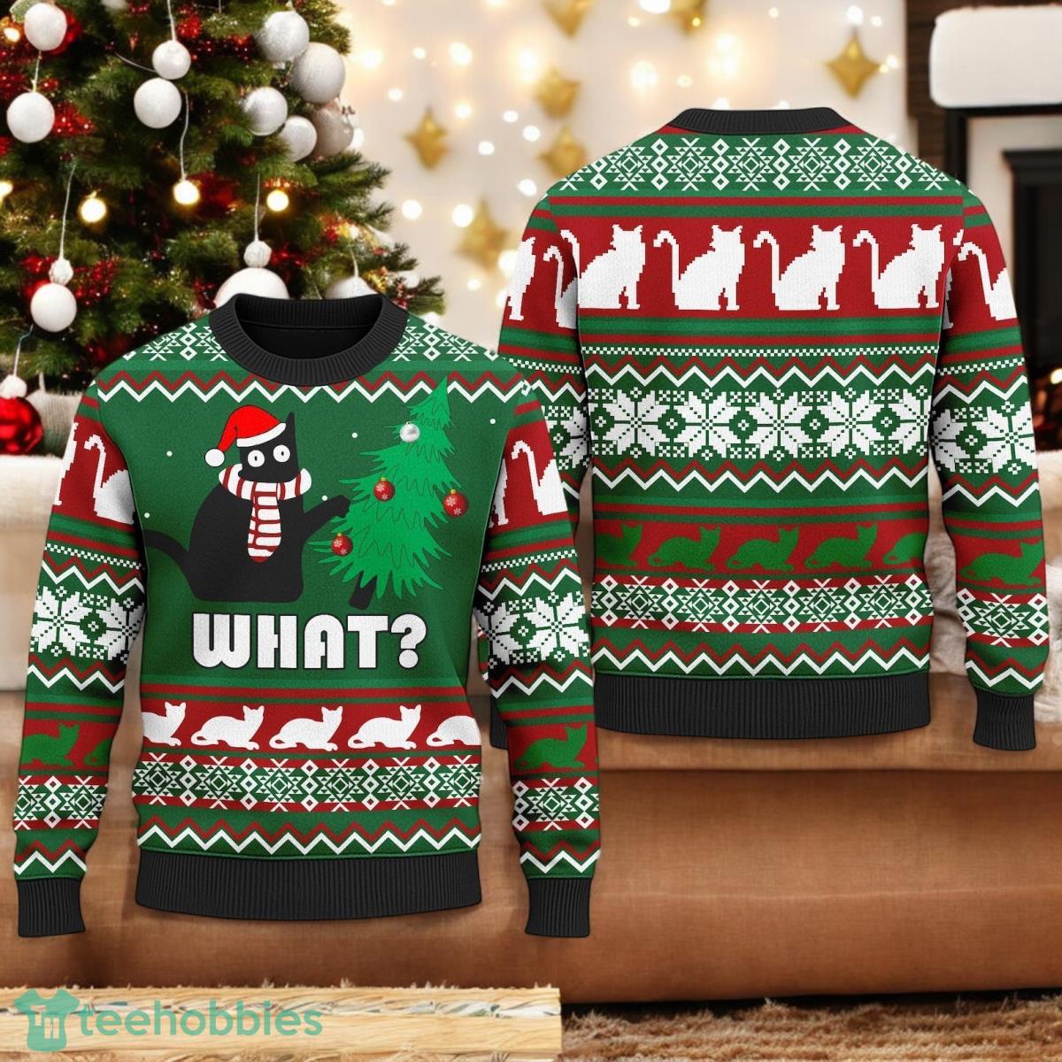 Funny Black Cat Ugly Christmas Sweater Cat Christmas Cute Cat Pet Xmas Holiday Gift Holiday Party Sweater