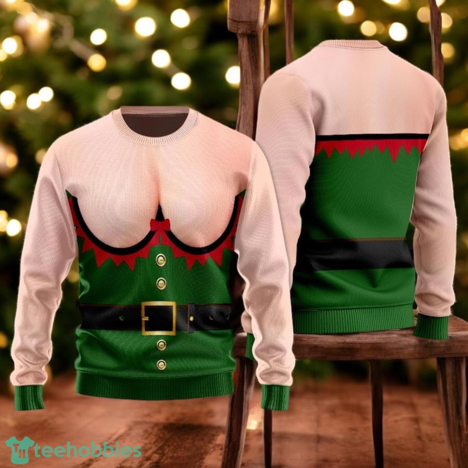Funny E–lf Costume Ugly Christmas Sweater Hilarious Holiday Sweater