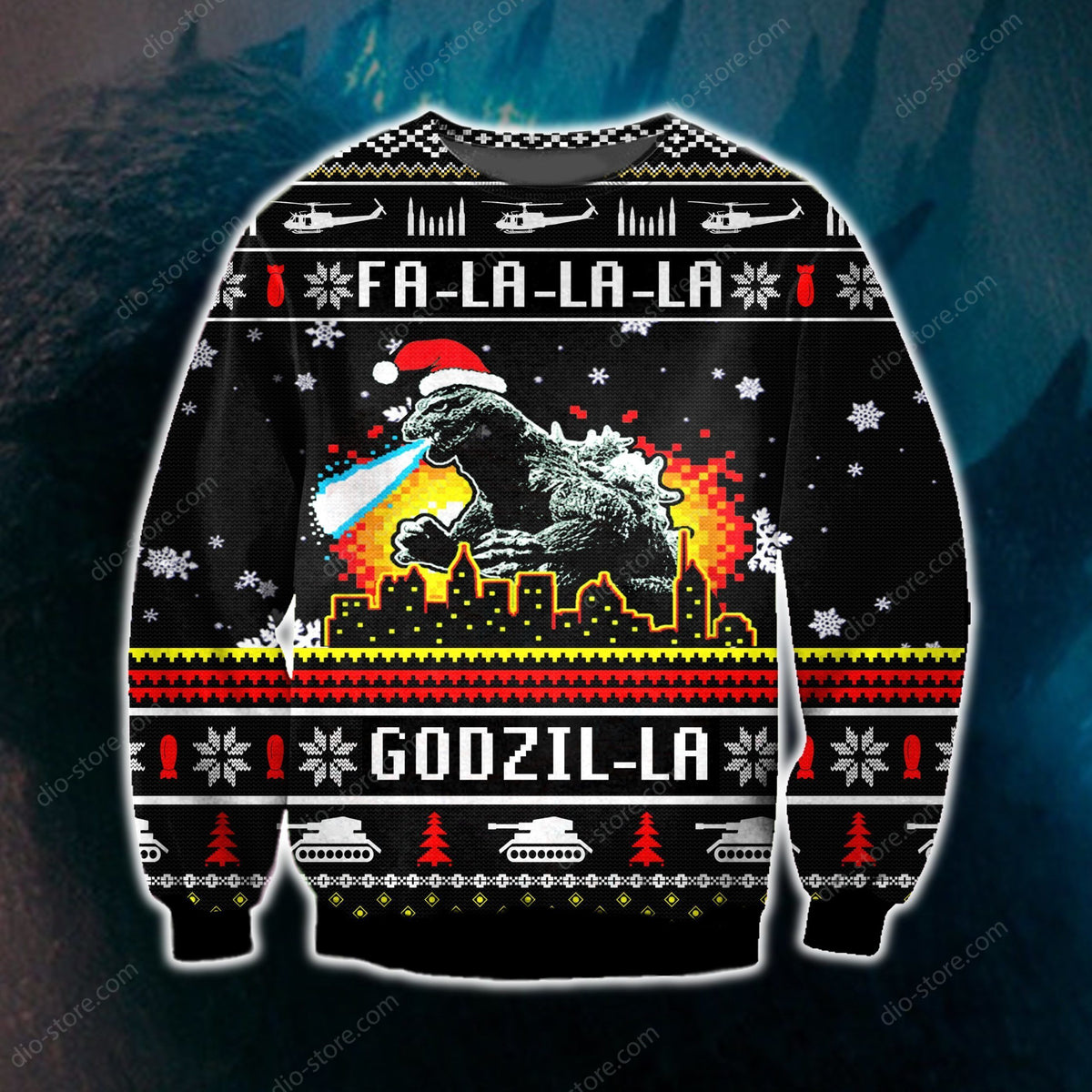 Funny Godzilla Knitting Pattern 3D Print Ugly Sweater