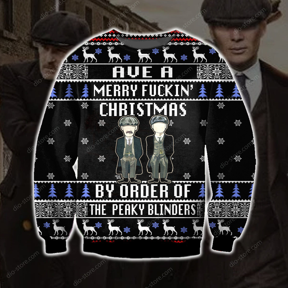 Funny Peaky Blinders Knitting Pattern 3D Print Ugly Sweater