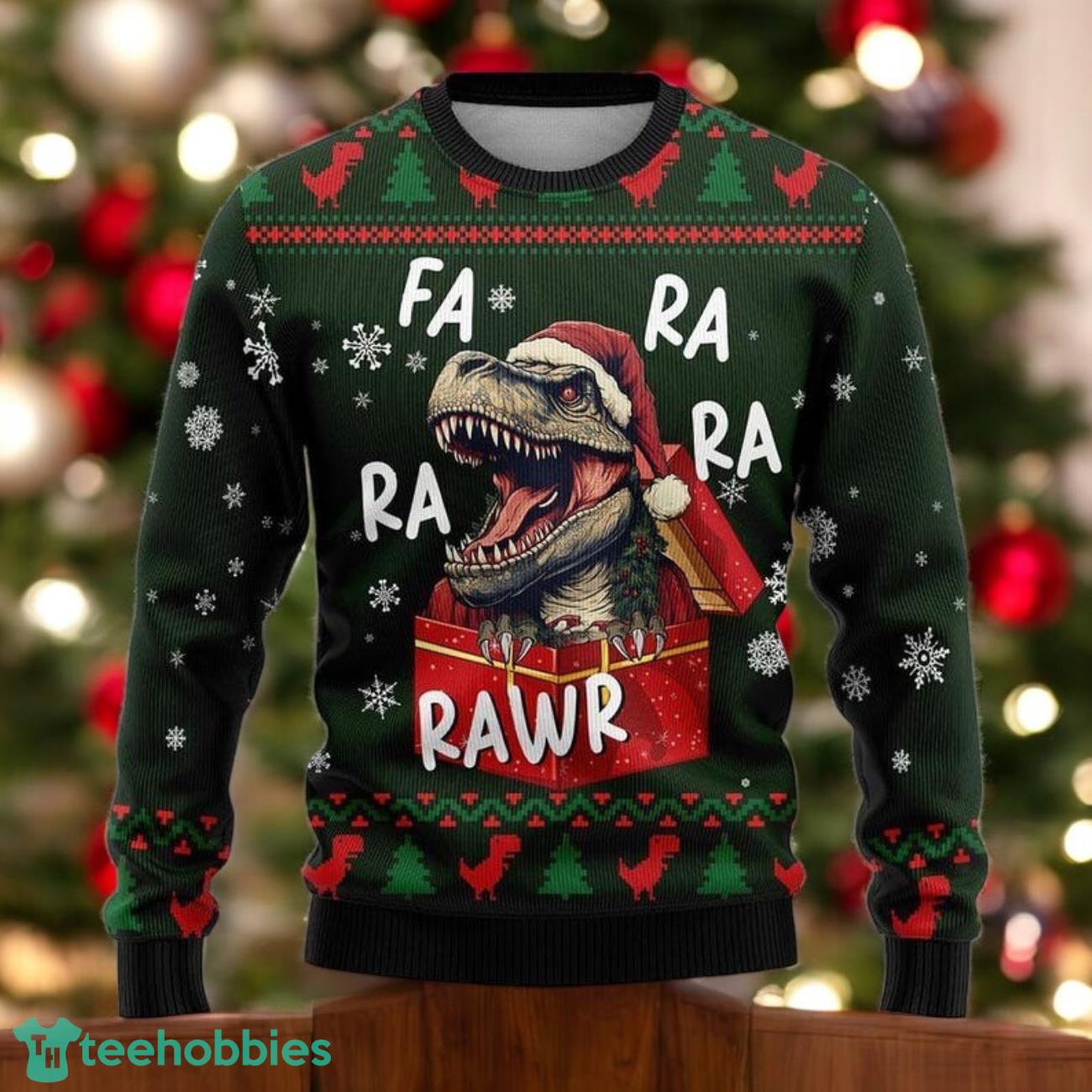Funny T-Rex Christmas Sweater RAWR Dinosaur Xmas Gift