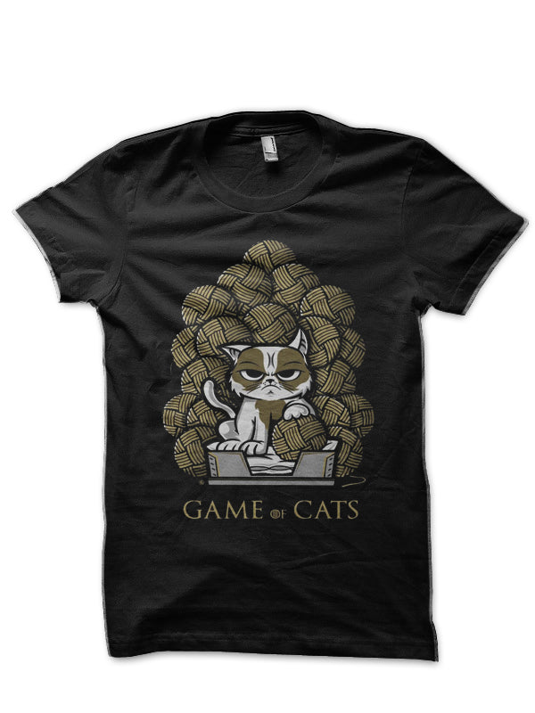 Game Of Cats Black Half Sleeve T-Shirt Hoodie, Sweatshirt | PureTeeCo.com