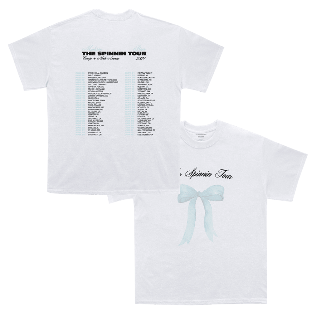 Madison Beer Merch Spinnin Tour Baby Blue Bow T-shirt Music Fans Gifts Hoodie, Sweatshirt | PureTeeCo.com