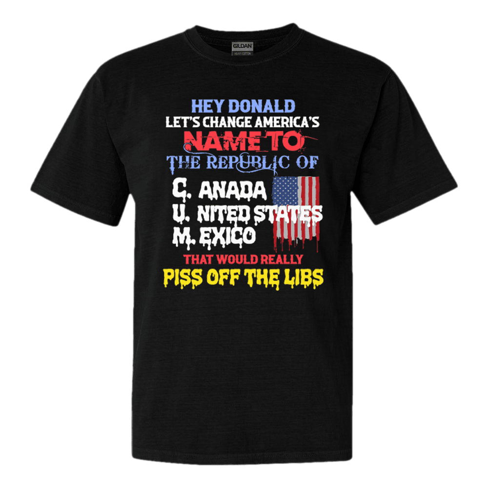 Hey Donald Lets Change Americas Name To The Republic Of CUM Shirt Trump 2025 Merch Hoodie, Sweatshirt | PureTeeCo.com