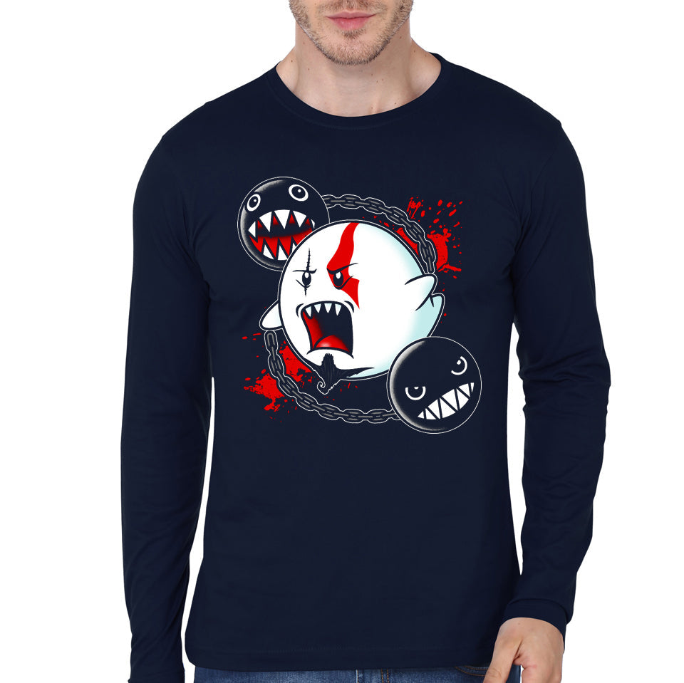 Ghost Kratos Navy Blue Full Sleeve Tee Hoodie, Sweatshirt | PureTeeCo.com