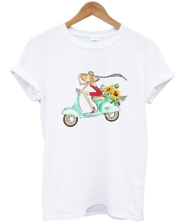 girl on vespa t-shirt Hoodie, Sweatshirt | PureTeeCo.com