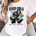 good girl read spicy books, spicy reader , bookish shirt, smut book shirt, book lover shirt, skeleton reader, spicy...
