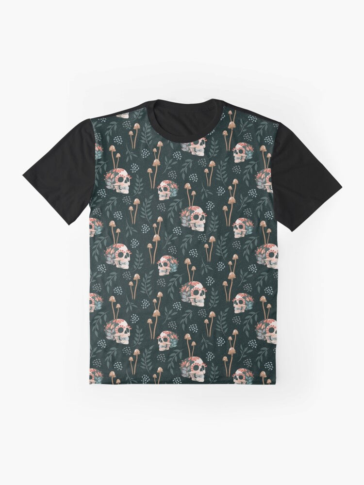 Sugar Skulls and Mushrooms Moody Green Pattern Graphic T-Shirt Hoodie, Sweatshirt | PureTeeCo.com (Image 4)