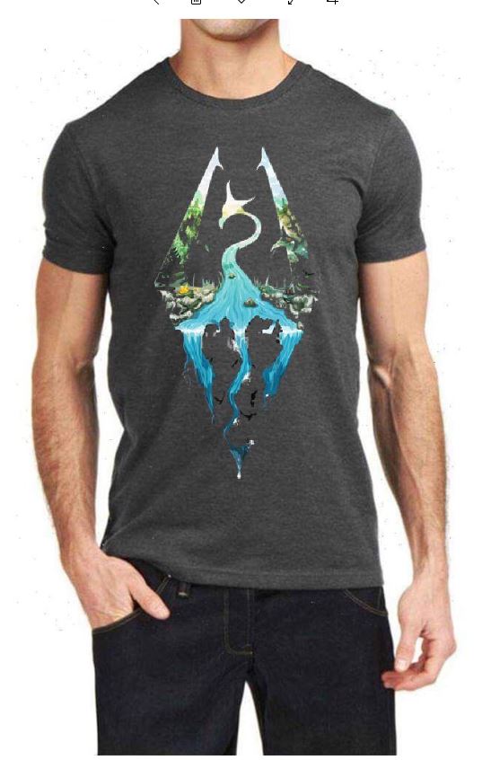 Skyrim Charcoal Grey T-Shirt Hoodie, Sweatshirt | PureTeeCo.com