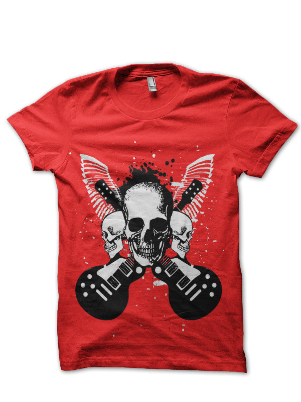 Skull Bones And Music Red T-Shirt Hoodie, Sweatshirt | PureTeeCo.com